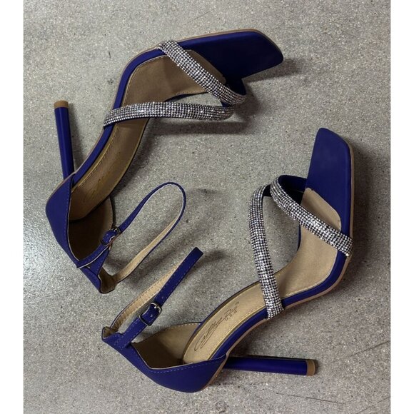 CATHY DIN / Alathea / Blue Purple / High Heel / Sandals With Rhinestone / Straps - Picture 6 of 8
